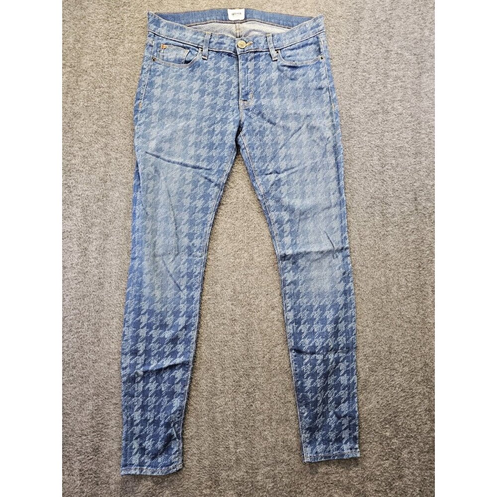 Hudson Jeans Womens 28 Blue Patterned Krista Super Skinny Stretch Made in USA